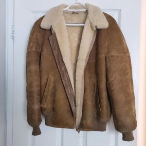 Men's Medium Vintage Shearling Bomber Jacket